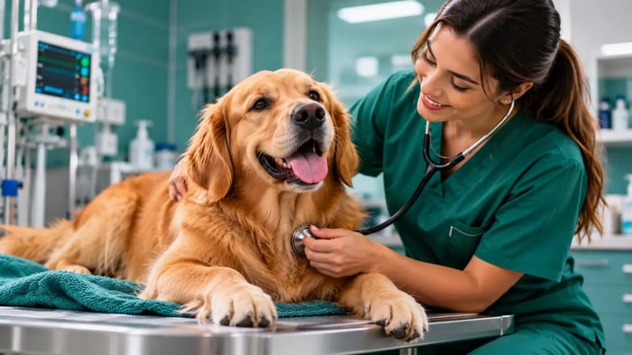 Visita veterinaria feliz y cariñosa | Clinica Raza